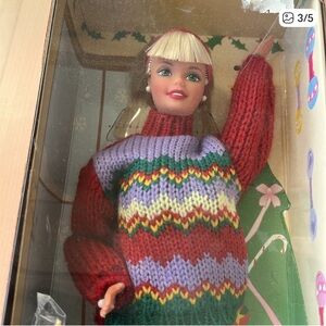 Vintage 1998 Tree Trimming Holiday Barbie with Punchout Christmas Tree